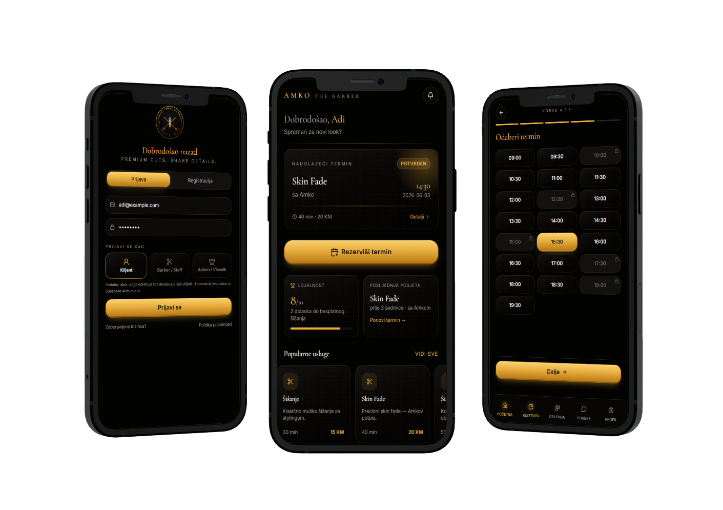 Barber App booking mobile app prototype by NLO Design